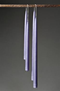 Mørk dueblå  - hånddyppet lys - 28 cm, 8 stk