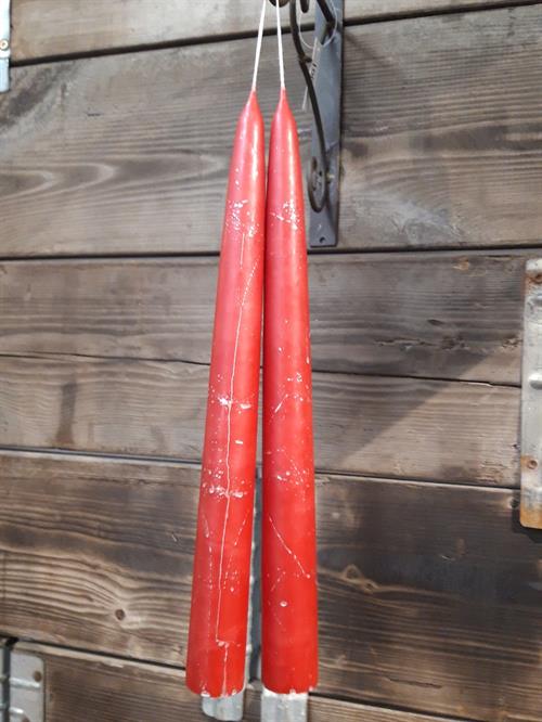 Dekorationslys, Rød med sølv 40cm, 2 stk.